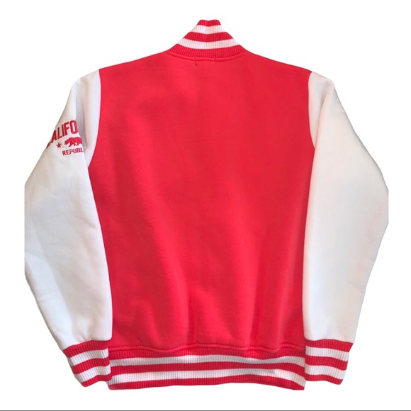 San Francisco Letterman Varsity Jacket California Coral Fuchsia Pink Coat - Picture 14 of 15